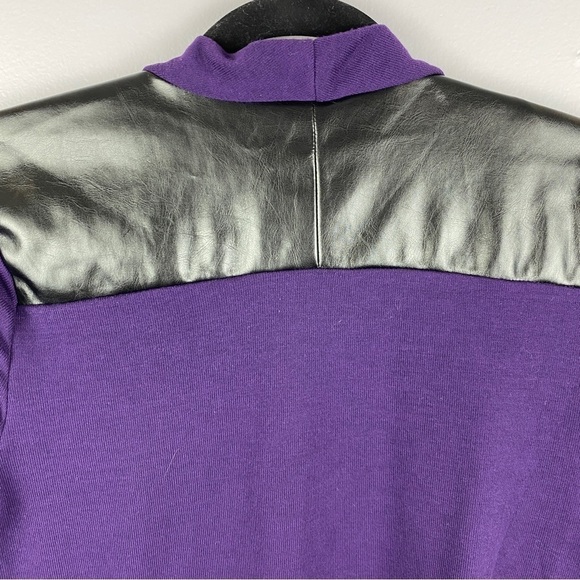 Amanda Green Faux Leather Purple Open Front Cardigan Small - Picture 5 of 12